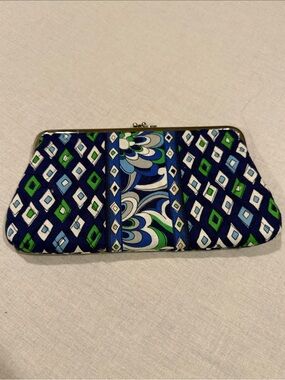 Vera Bradley Navy, Blue & Green Quilted Frame Clutch